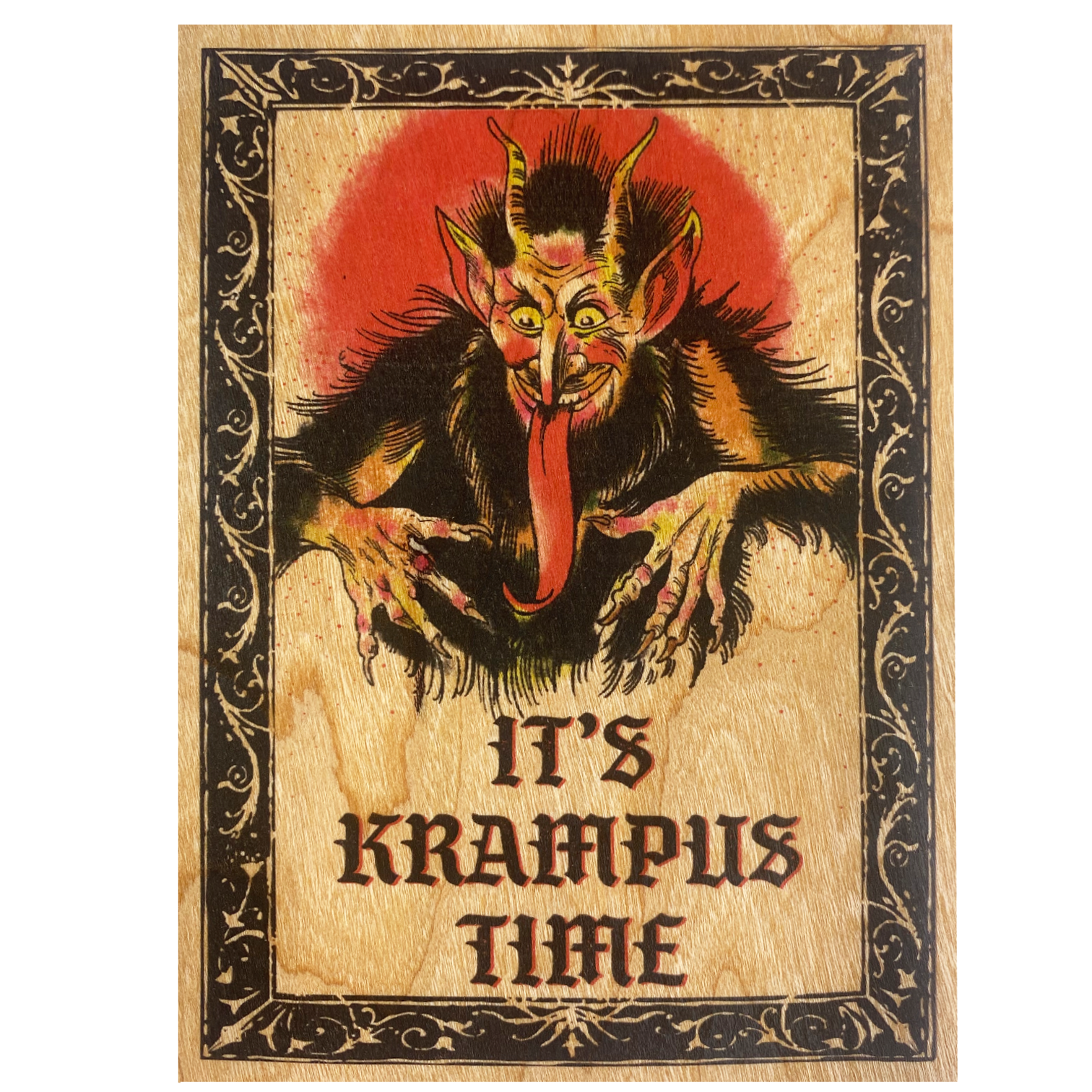 Wood Folding Card  - Krampus Time