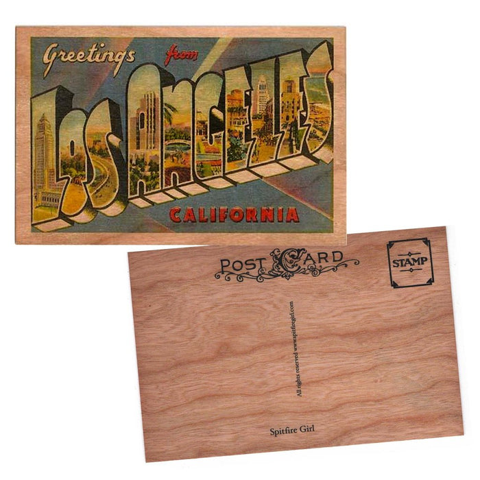 Greetings From los angeles Wood Postcard 