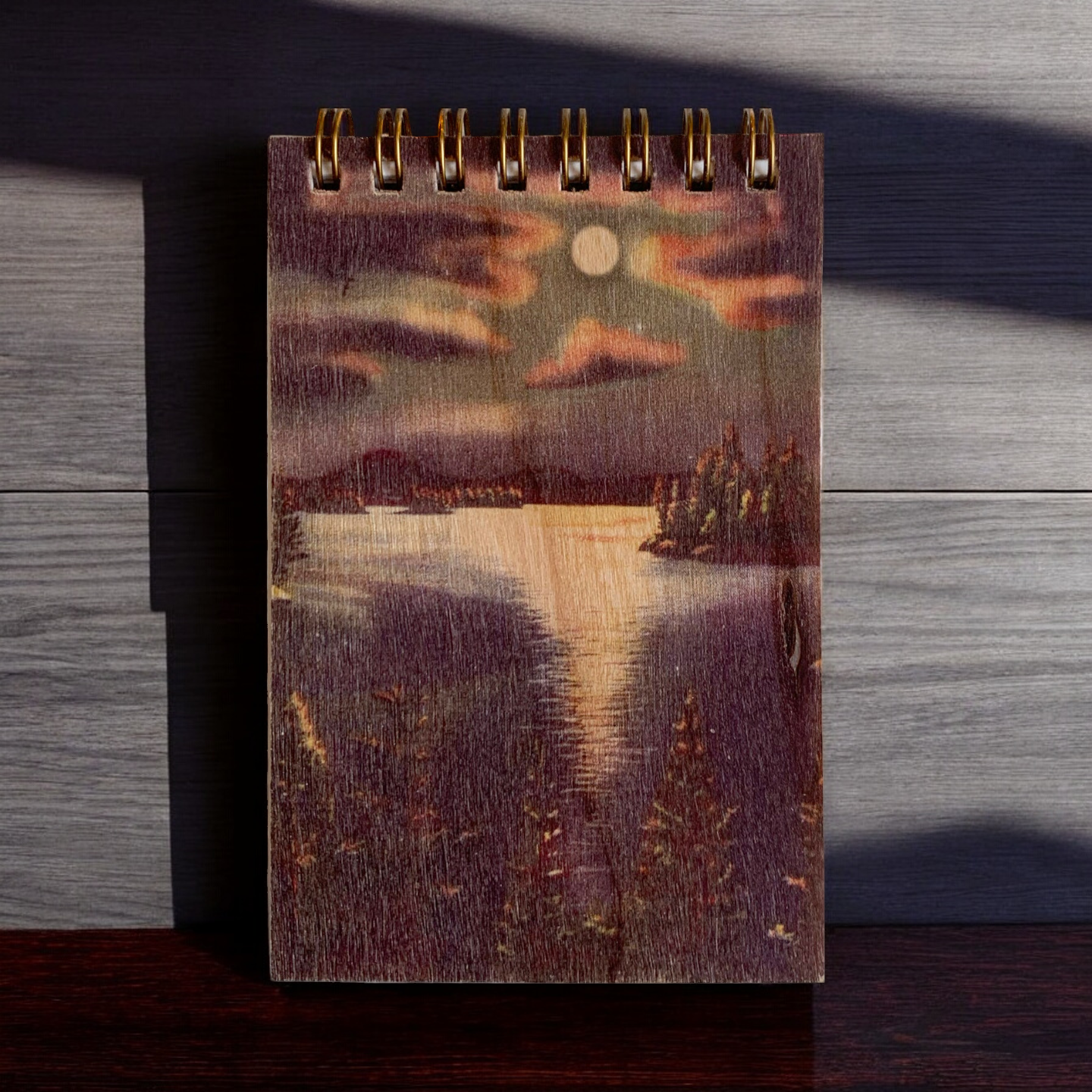 Wood Notepad Moonlight Lake