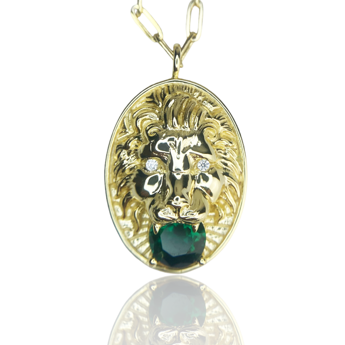 Lion Gold with Emerald Necklace