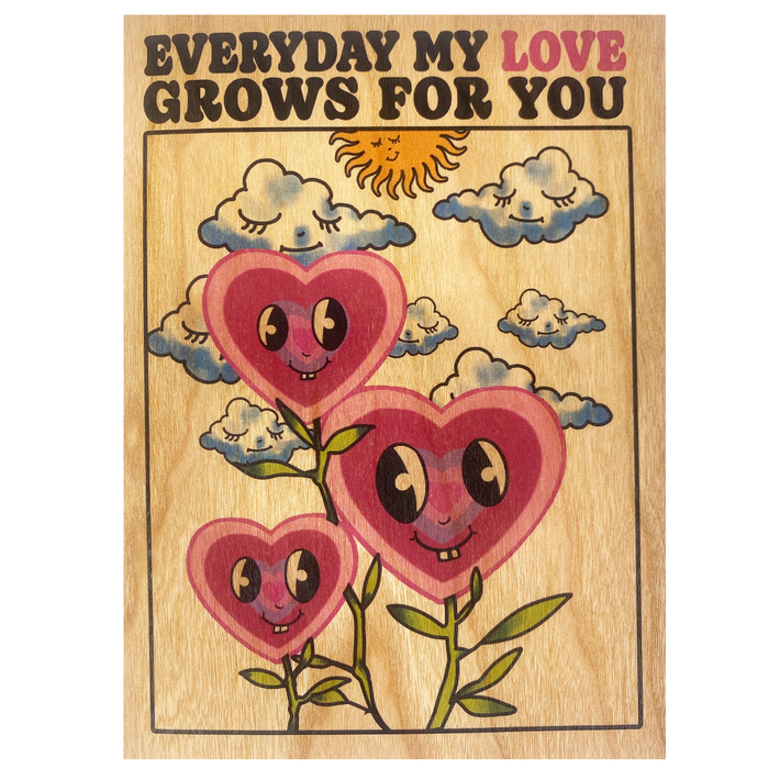 Wood Folding Card- Love Grows
