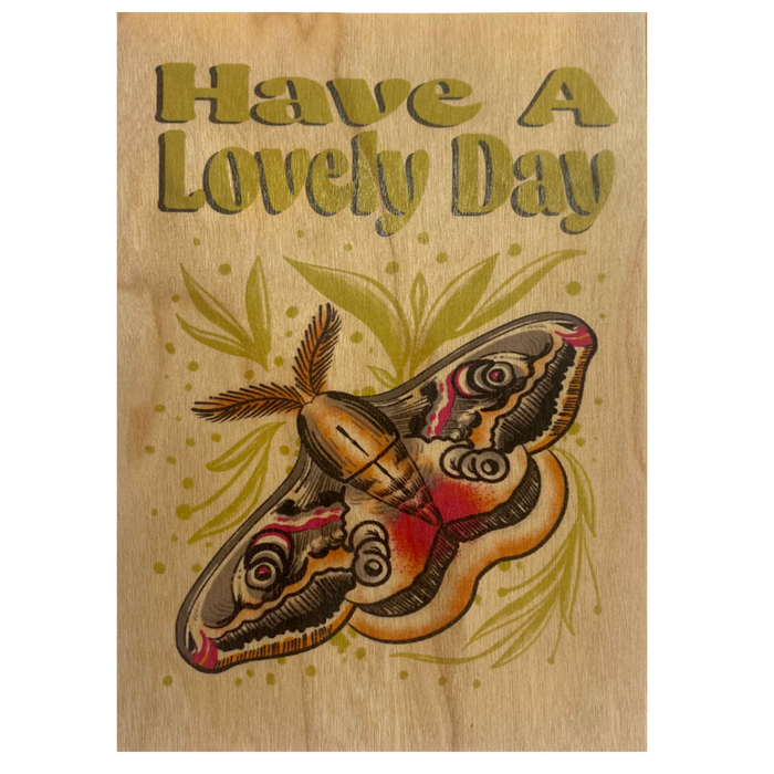 Wood Folding Card Lovely Day Moth