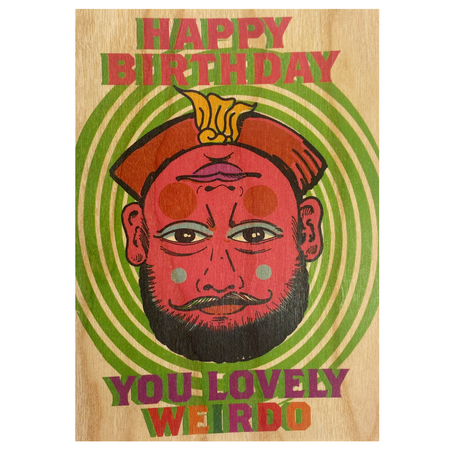 Lovely Weirdo Birthday Wood Folding Card