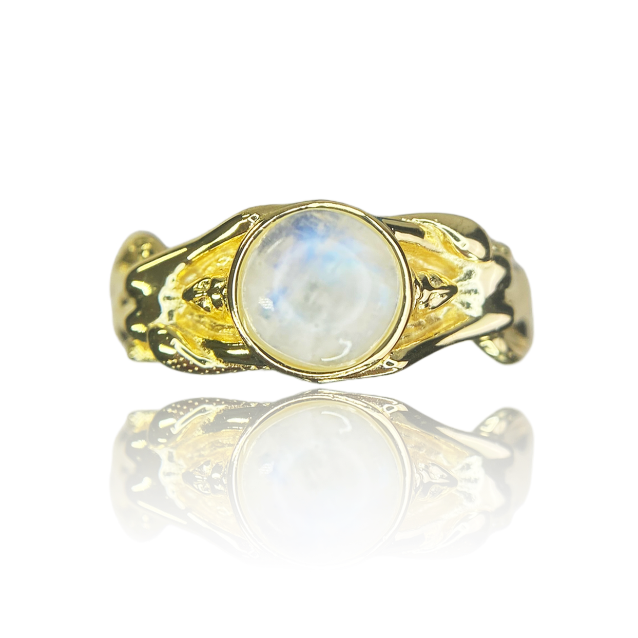 Moonstone Mermaid and Snake Ring