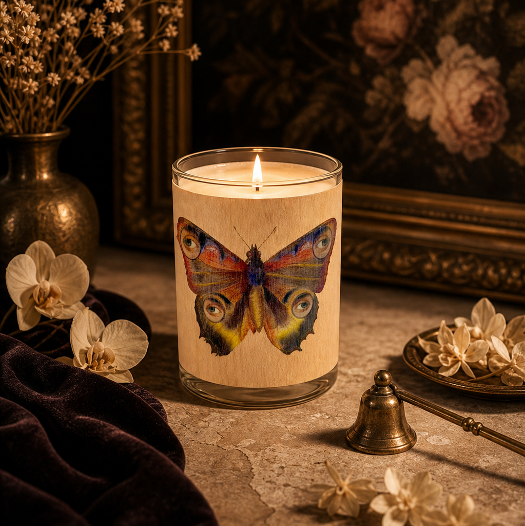 No 12 Velvet Papillon Wood Wrapped Candle