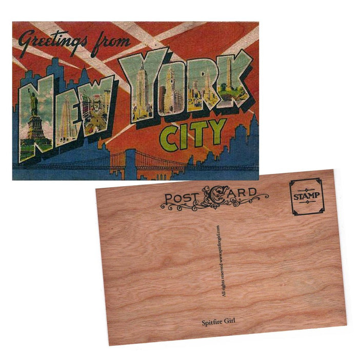 Greetings From new york Wood Postcard 