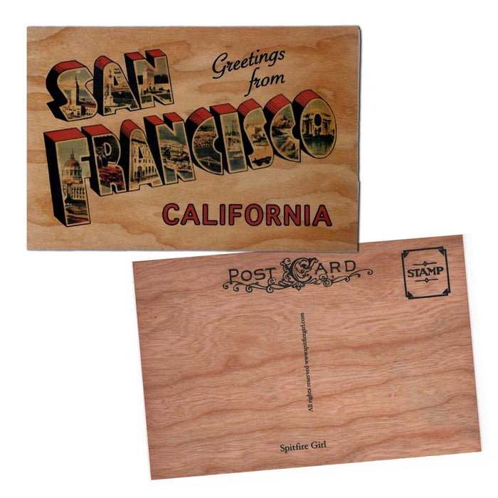 Greetings From san fransisco Wood Postcard 