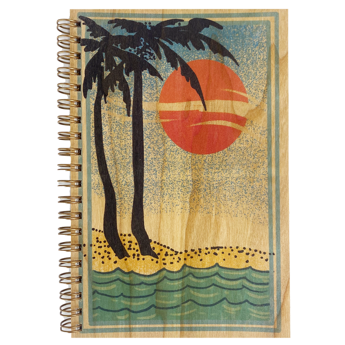 Wood Notebook Sunset Palm