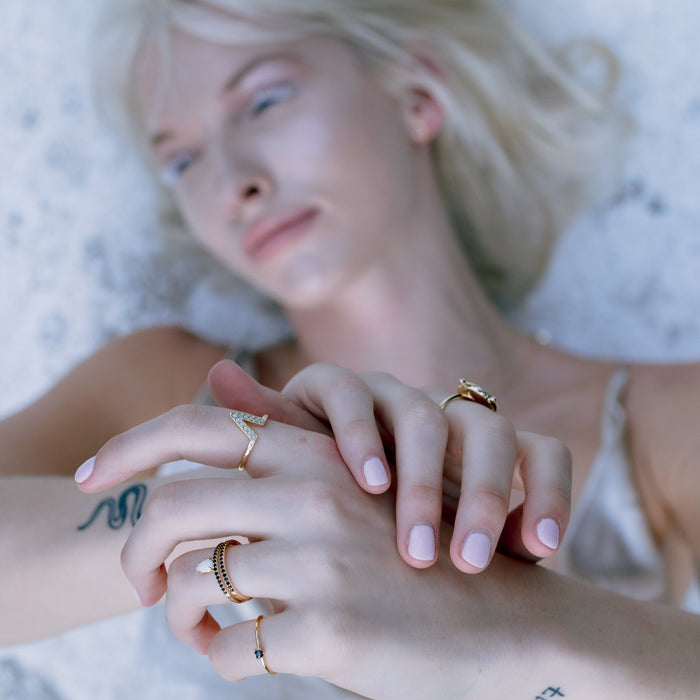 Serena White Opal Black Onyx Ring 8