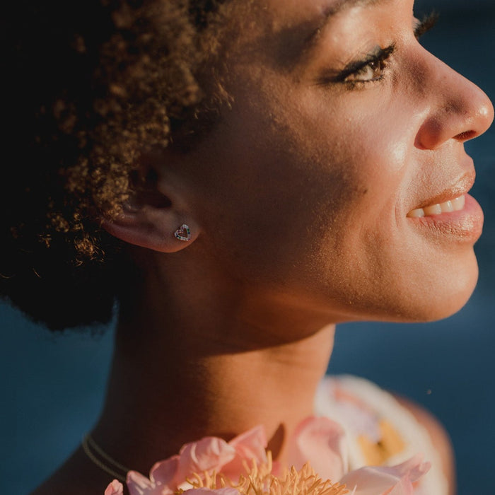 Zoe's Rainbow Heart Stud Earrings