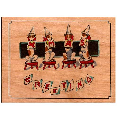 Wood Card Folding Dog Holiday