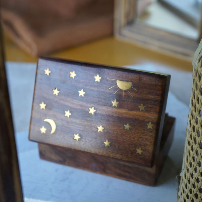 Sun And Stars Wood Box