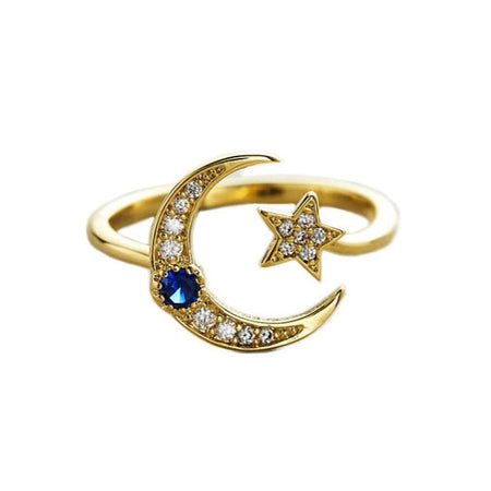Star and Moon Adjustable Ring