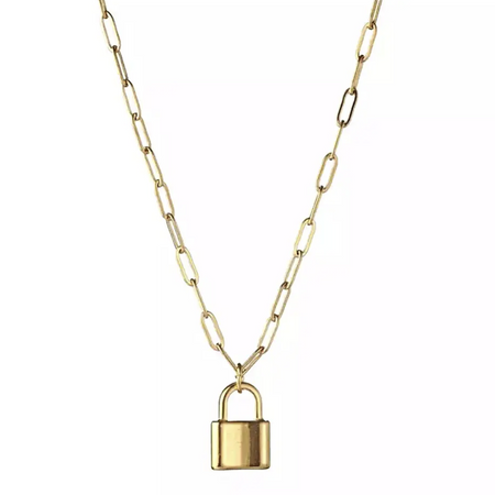 Lock Paper Clip Link Chain Necklace