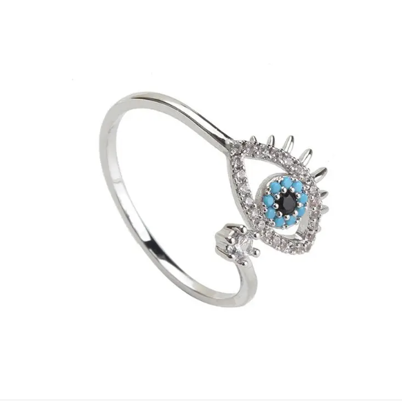 Sterling Silver Evil Eye Ring in Sizes 6 through 11 - Handmade Jewelry –  Mark Poulin Jewelry