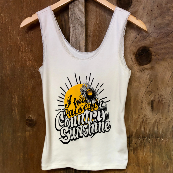 Raised On Country Sunshine Lace Tank
