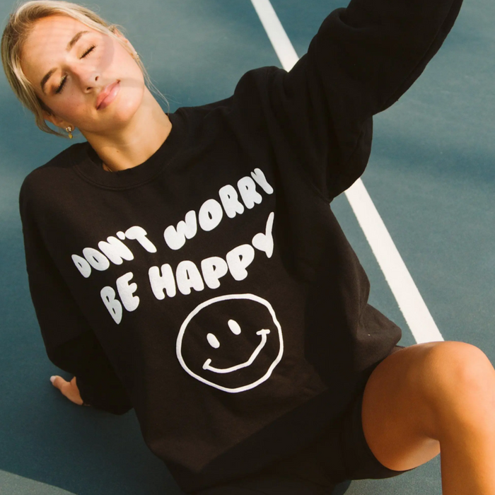 Don't Worry Be Happy Puff Ink Thrifted Sweatshirt