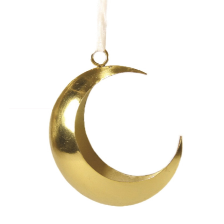 Celestial Moon Hanging Brass Ornament