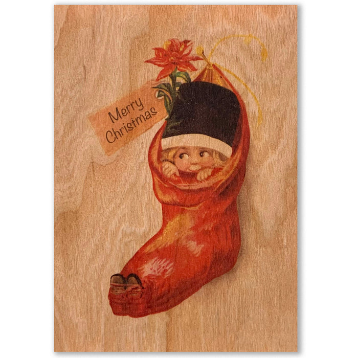 Stocking Baby Wood Card