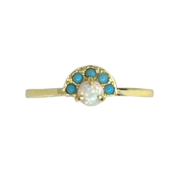 Calico White Opal Stacking Ring Set