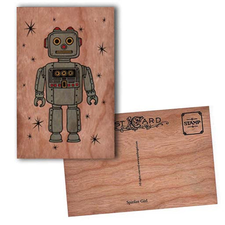 Robot wood Postcard