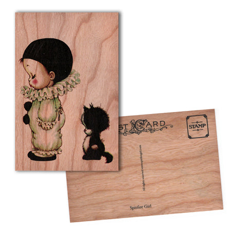 Wood Postcard Baby Clown