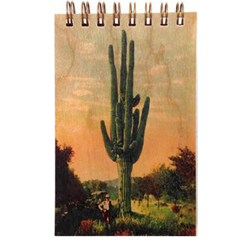 Wood Notepad Vintage Cactus Garden Small
