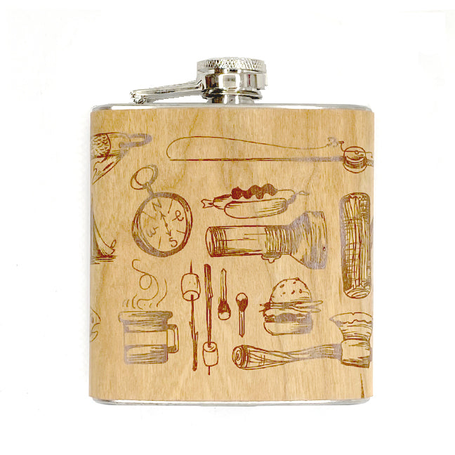 Illustrated Wood Flasks