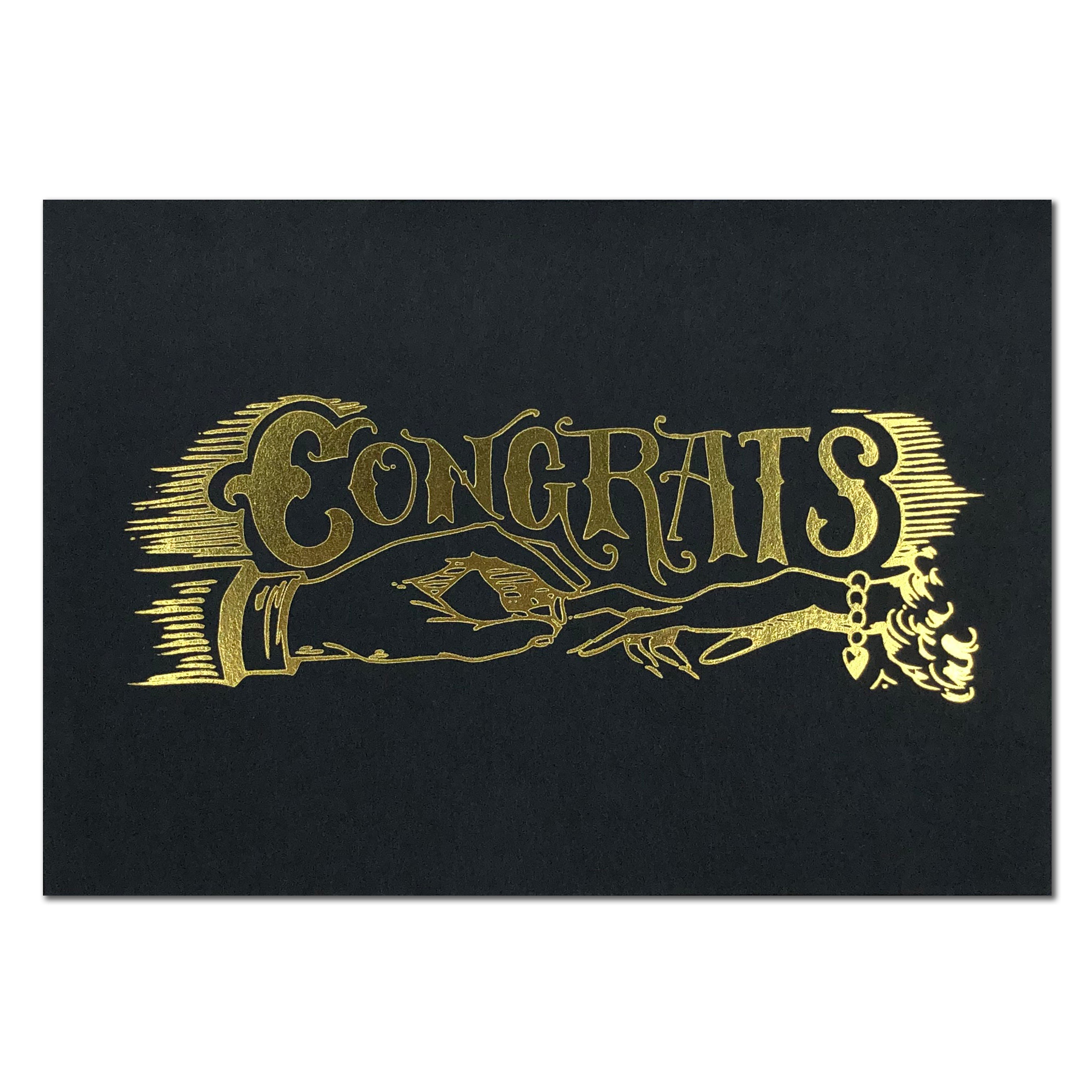 Congrats Black and Gold Foil Card