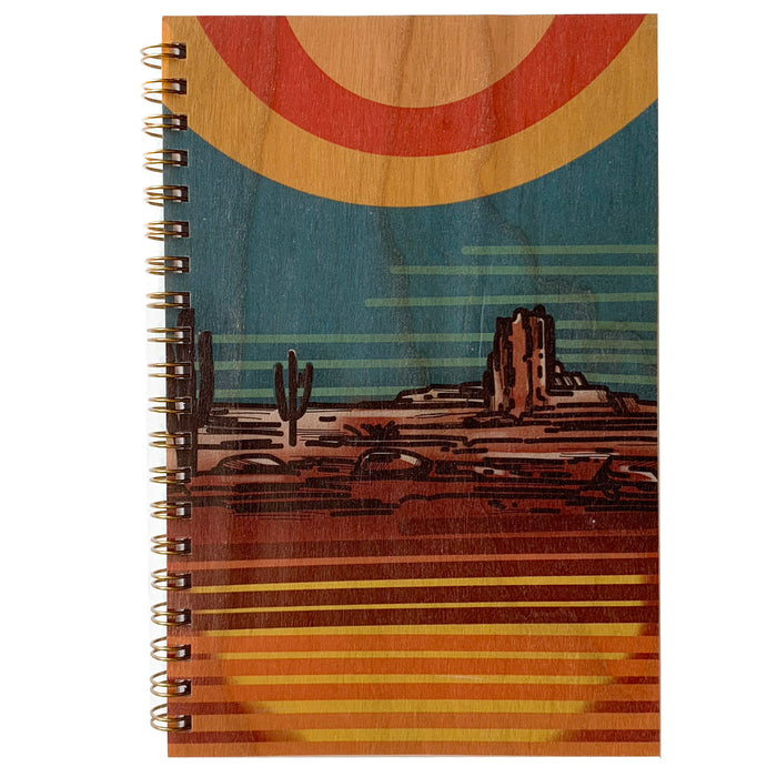 Wood Notebook Desert Sunset
