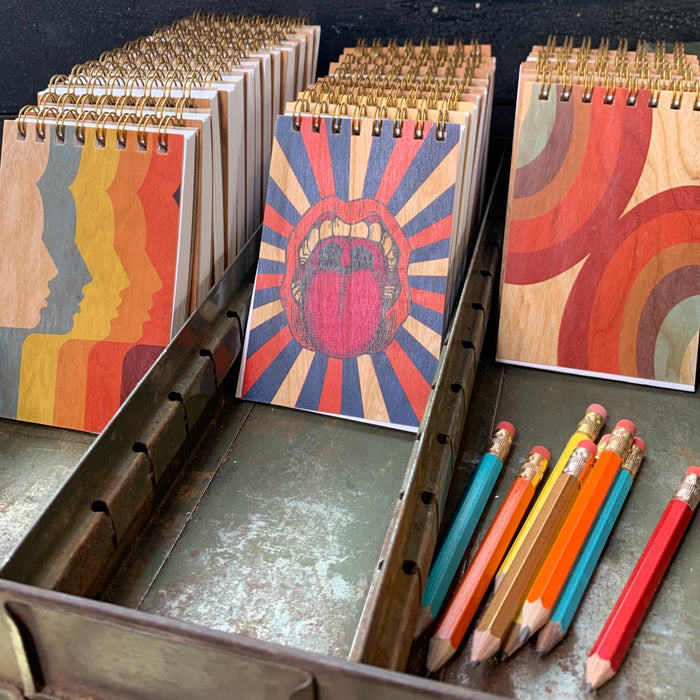 Wood Notepad 70's Rainbow