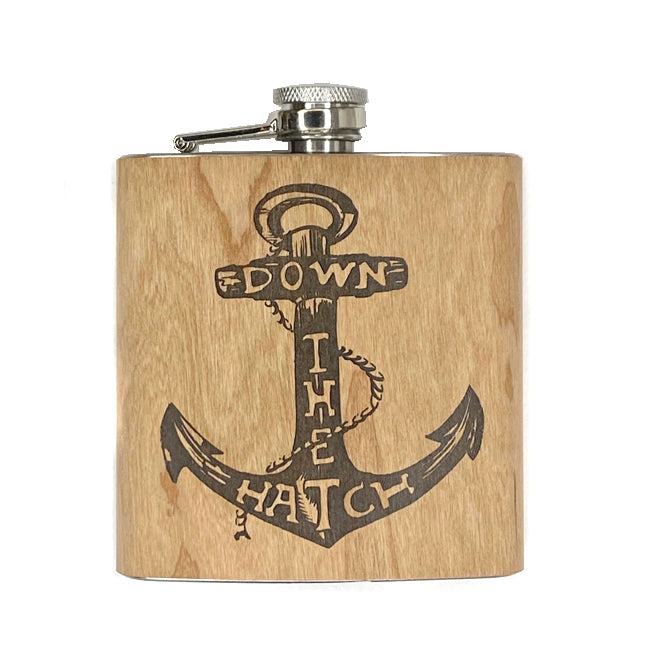anchor wood flask