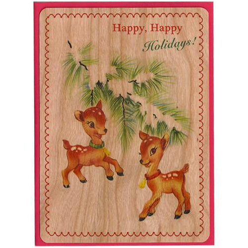 Holiday Wood Card Happy Holidays