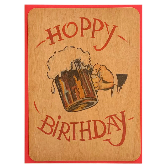 Hoppy Birthday beer wood card