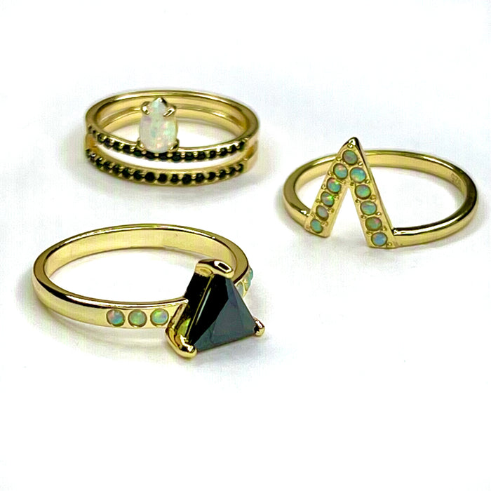 Serena White Opal & Black Onyx Ring