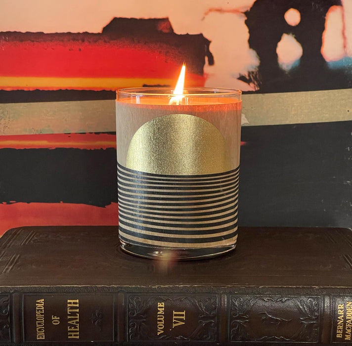 Gold Foil Wood Wrapped Candle Golden Hour