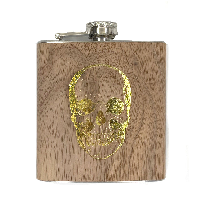 skull wood flask