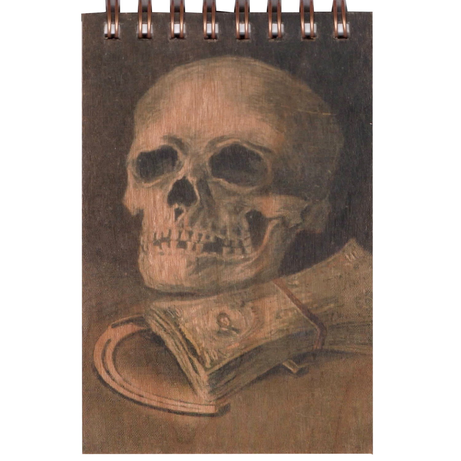 Skull And Money Wood Notepad
