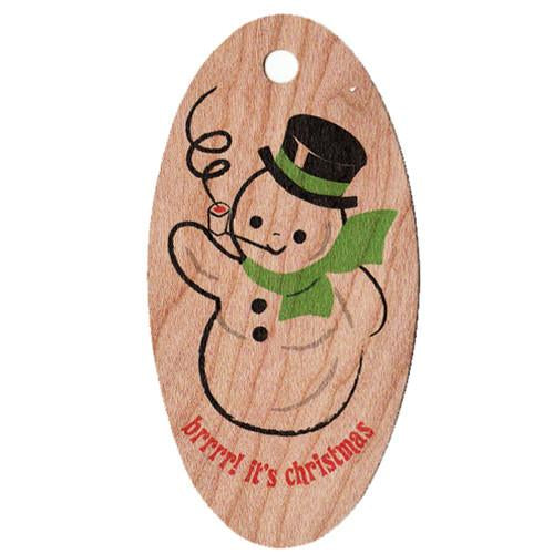 Holiday Wood Hang Tag - Snowman