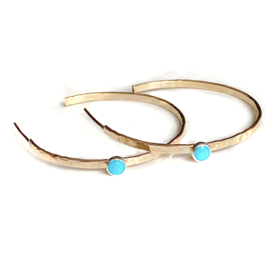 Modern turquoise hoop earrings– Spitfire Girl