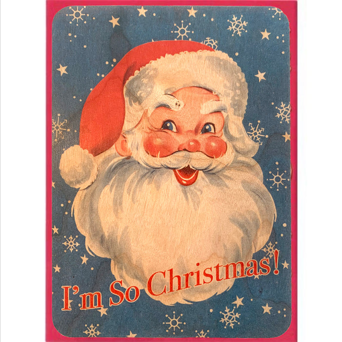 Vintage Santa Wood Flat Card