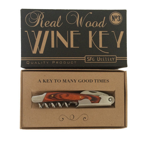 wood wine key